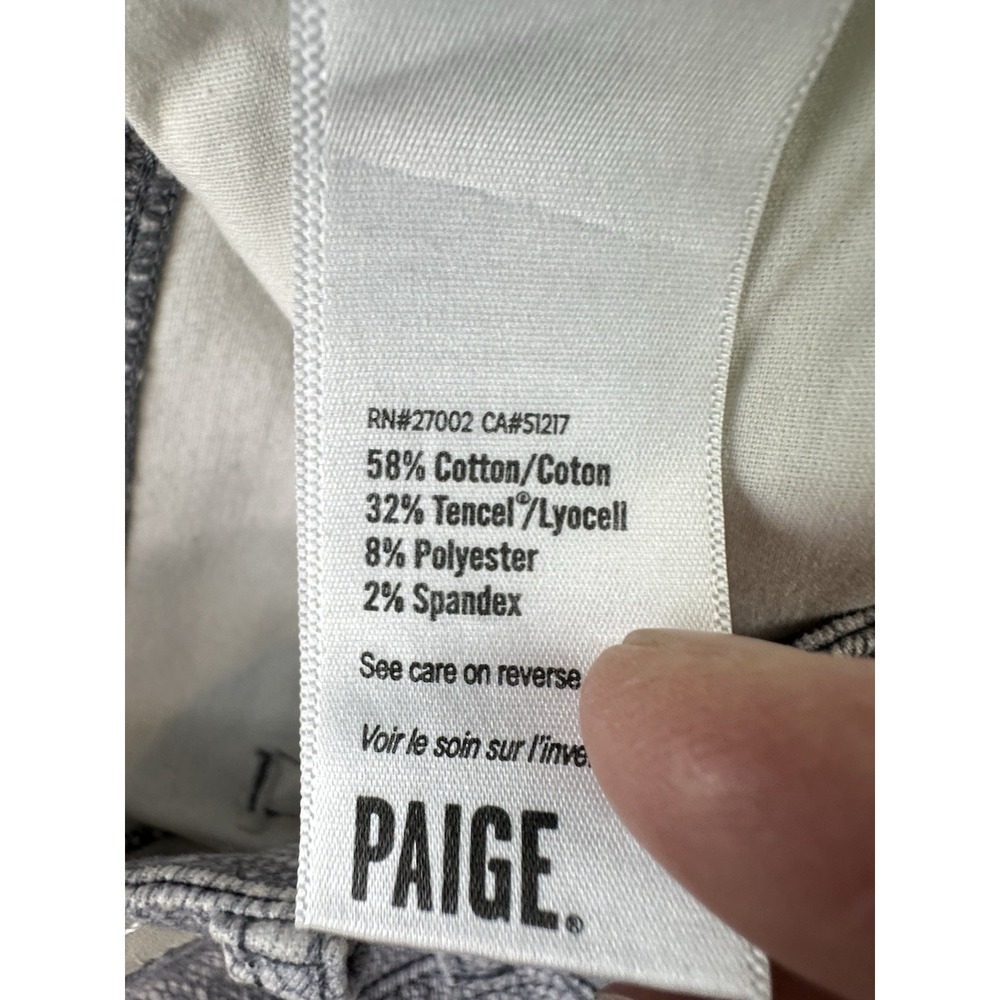 PAIGE Jeans Womens 26 Gray Hoxton Slim Snake Print Raw Hem 26x27 - Picture 8 of 14
